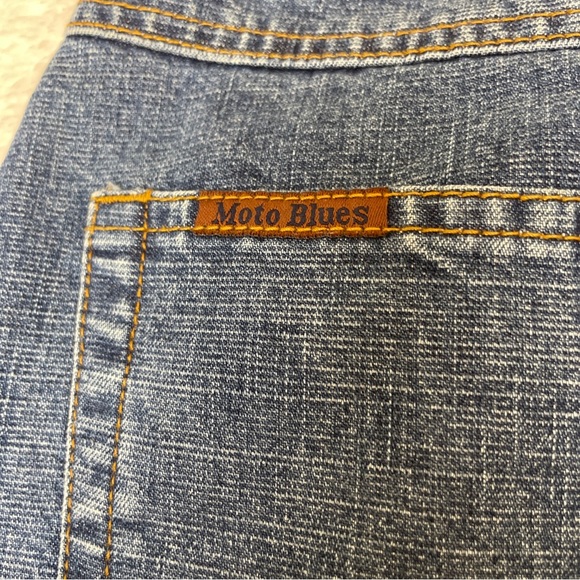 MOTO BLUES Jeans Skirt Split In Front RN 35320 Women's 13/14 Medium Wash Fringe - Picture 13 of 13